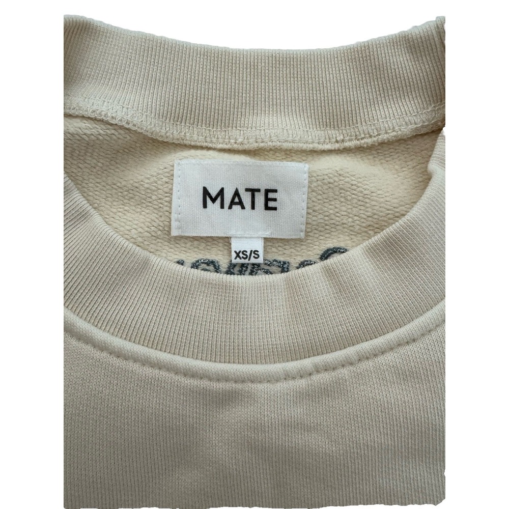 Mate The Label Oversized Organic Cotton Crewneck Embroidered Small Lounge Cream - Picture 3 of 13
